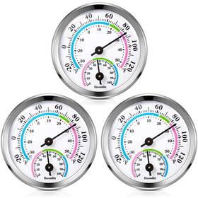 Weewooday Xp-weewooday-584510 3 Pcs Indoor Outdoor Thermometer 2 In 1 Mini Home 2.2 Inch Silver