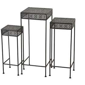Whw Whole House Worlds 056388007014 Farmers Market Metal Plant Stands Set Of 3 Nesting Tables Square Top Slim L Inch