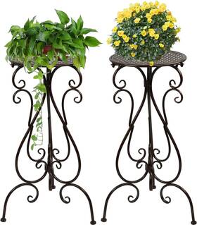 Ku-653 Winiko 22.5in Tall Plant Stands 2 Pack Indoor Outdoor Metal Flower Pot Holders Heavy