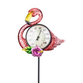 4452410 Wonder Garden Flamingo Outdoor Thermometer With Metal Stake Outside Decorative For