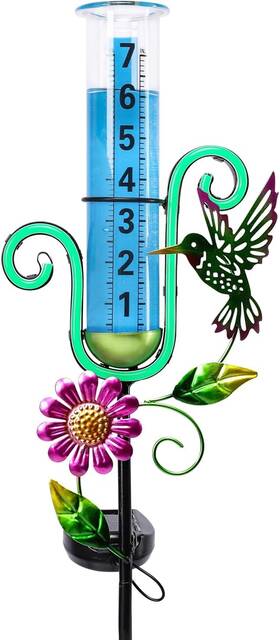4604251 Wonder Garden Rain Gauge Outdoor Hummingbird With Led Neon Lights