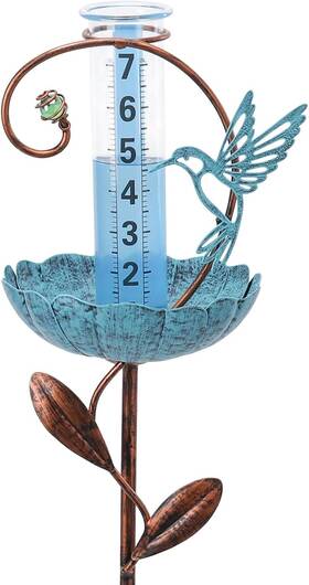 5074710b Wonder Garden Rain Gauge Outdoor Decorative Hummingbird Gauges Brown