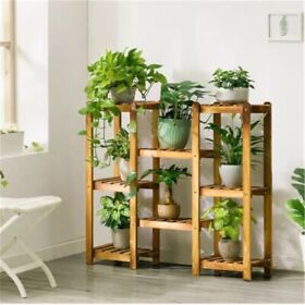 65945 Wooden 8 Tier Plant Garden Stand Indoor Outdoor Potted Flowers Display Rack