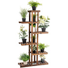 11-pots Wooden Flower Display Plant Stand Shelf Storage Rack Garden 6 Tier