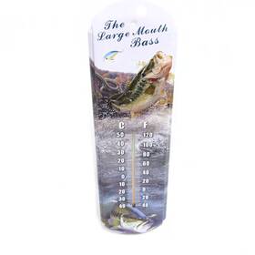 0k3f Woodland Creek 17 Inch Large Mouth Bass Tin Wall Thermometer Indoor/outdoor