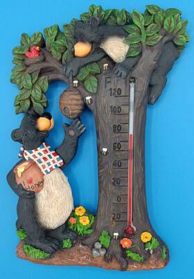 Woods International 712116901002 Honey Bear Thermometer Wall Plaque Temperature Measuring