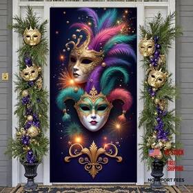 Woosytoo D6c3l Mardi Gras Door Cover Decorations Mask Feather Brazil Carnival Style2