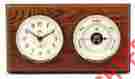 Ws112 Bey-berk Quartz Clock And Barometer On Oak Wood With Brass Bezel Wall Mounts Vertically