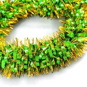 Wuhetyo Fz-71 33ft Christmas Tinsel Garland Shiny Thick Xmas Tree Decor Green Gold
