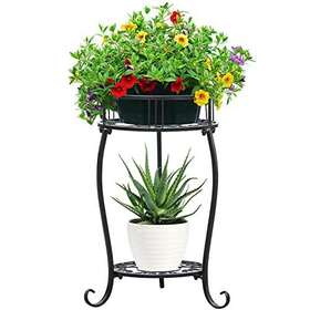 Yengoth 707091571388 Potted Plant Stand 2 Tier Metal Flower Pot Antirust Heavy Duty Holde
