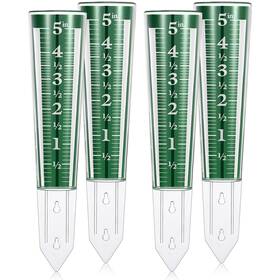 Yexiya Jf-yexiya-4016 4 Pcs 5 Inch Capacity Rain Gauge Outdoor Easy To Read Acrylic Green