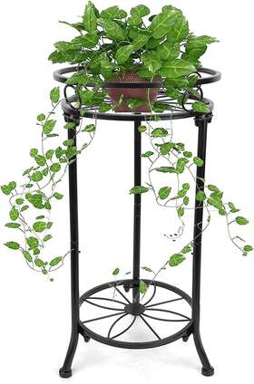 Yhijurs 744759328298 Plant Stand Indoor Outdoor 2 Tiers Tall Metal Potted Stands 20.3ftft Black
