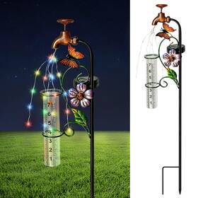 Jf06411 Yngfil Decorative Rain Gauge Garden Stake With Butterfly And Flower Design Copper F