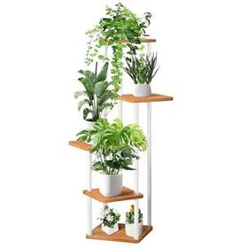 Uskd20221105 Yocomey 5 Tier Wood Tall Plant Stand Metal Rack Indoor Multiple Flower White