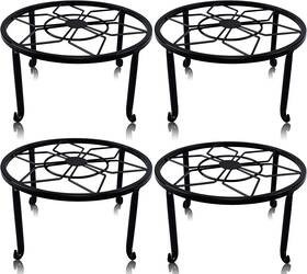 Yosager 744110812992 4 Pack Metal Plant Stands For Flower Pot Heavy Duty Black Iron Potted S