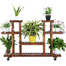 Yt-1544 Yaheetech Wooden Flower Stands Rolling Plant Display Shelf 6919456862398