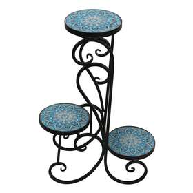 Zr852512 Zaer Ltd. International Plant Stand 26.18 Inch H X 3 Tier Tall Mosaic Multi-colored