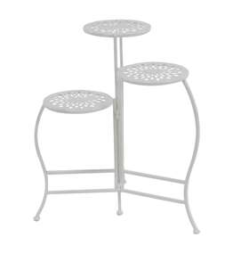 45079 Zimlay Modern White 3-tier Folding Plant Stand