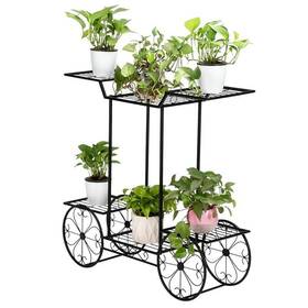 Zimtown 975685867456 Paint Iron Car Shape 6 Plant Stand Black