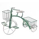 Zr167081-gr Unbranded Tricycle Plant Stand Antique Green Metal Lightweight Outdoor Garden