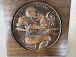 Vintage Los Angeles Rams Appreciation Bronze Medal Wood Stand - 1985. Fixed Price $11.00.