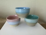 Bloomingville Bowls Pedestal Pastel Ombr 4.25 Round Snacks Fruit Set Of 3. Fixed Price $24.00.