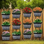 12 Pcs Wall Hanging Planters Outdoor Wine Barrel Distressed Oak. Fixed Price $106.38.