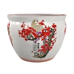 Red Lantern 12" Cherry Blossom Porcelain Fishbowl Planter Cachepot For Ind.... Fixed Price $155.05.