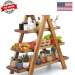 Wood 3 Serving Tray Three Tiered Cupcake Stand, Rectangle Platte.... Fixed Price $66.99.
