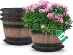 Pack 14" Whiskey Barrel Plant Pots With Drainage - Indoor/outdoor Use. Fixed Price $97.99.