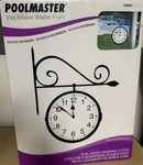 Poolmaster Indoor/outdoor Dual Sided Hanging Clock, Black 52608 Open Box. Fixed Price $42.99.