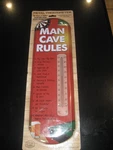Man Cave Rules Thermometer Indoor Outdoor 17" Metal Vintage Style. Fixed Price $12.49.