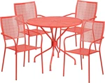 Oia Commercial Grade 35.25" Round Coral Indoor-outdoor Steel Patio Table Set Wit. Fixed Price $794.91.