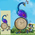 Peacock Thermometer Indoor Outdoor Wall Art Decor, Metal Glass Blue P.... Fixed Price $31.75.