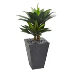 Nearly Natural 37" Double Agave Succulent Artificial In Slate Planter. Fixed Price $170.99.