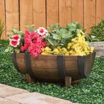Rustic Whiskey Half Barrel Planter Flower Pot Garden Outdoor Yard Patio Decor. Fixed Price $34.98.