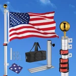 25 Ft Telescopic Flagpole 3'X5' Ball Kit Tire Mount Stand Aluminum Outdoor. Fixed Price $169.90.