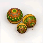 Set Of 3 Matching Design Wooden Hand Painted Christmas Ball Ornaments. Fixed Price $14.99.