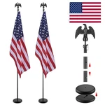 Set Of 2, 8FT Telescopic Flag Pole Kit W Us & Eagle Base Aluminum Indoor. Fixed Price $97.90.