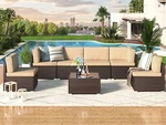 7-PIECES Patio Furniture Set Outdoor Sectional Sofa Rattan Wicker W/ Table. Fixed Price $429.99.