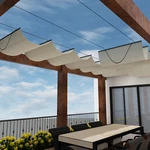 Retractable Canopy Cover Yard Garden Awning Pergola Shade W/ Steel Wire Beige. Fixed Price $243.19.