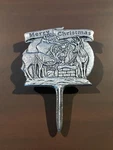 Vtg Christmas Pewter Yard Stake Merry Santa Sign Carson 1994. Fixed Price $22.96.