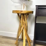 Teak Wood Branch End Table Rustic Side Small Accent Plant Stand Gift. Fixed Price $127.39.