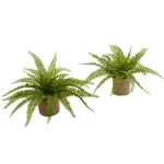 Boston Fern Burlap Planter Set Of 2 Faux Natural Decor. Fixed Price $68.62.