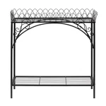 Black Long Double-layer Plant Shelf, French Courtyard Style Metal Stand For T.... Fixed Price $147.92.