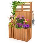 Wooden Stand Raised Garden Bed W/ Trellis & Planter Box Privacy Screen. Fixed Price $59.99.