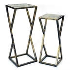 Benjara Stone Top Plant Stand With Geometric Base (set Of 2)- Black Gray. Fixed Price $173.99.