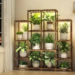 Homkirt 16-TIER Plant Stand W/ 4-HEAD Grow Lights, Wooden Shelf Indoor/out. Fixed Price $68.98.