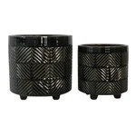 Set Of 2 Ceramic Decorative Footed Planter Pot Outdoor & Indoor W.... Fixed Price $37.53.