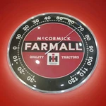 Farmall Tractor Outdoor Thermometer Ih Design Red/white On Black #s Preownd. Fixed Price $69.00.